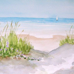 peinture de paysage de bord de mer à l'aquarelle